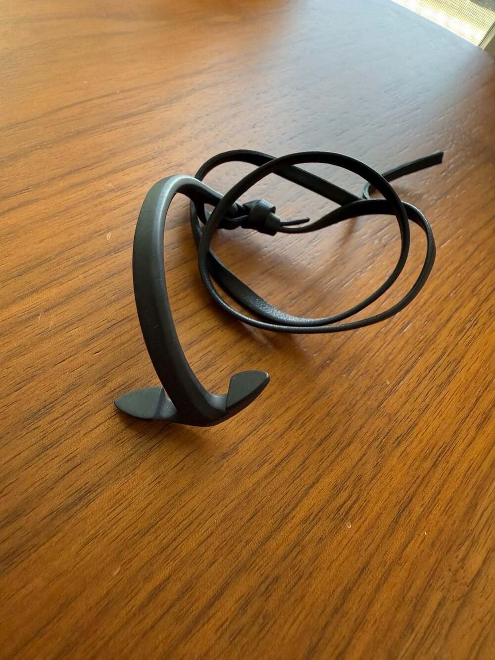 Miansai Anchor Leather Wrap Bracelet in Matte Black
